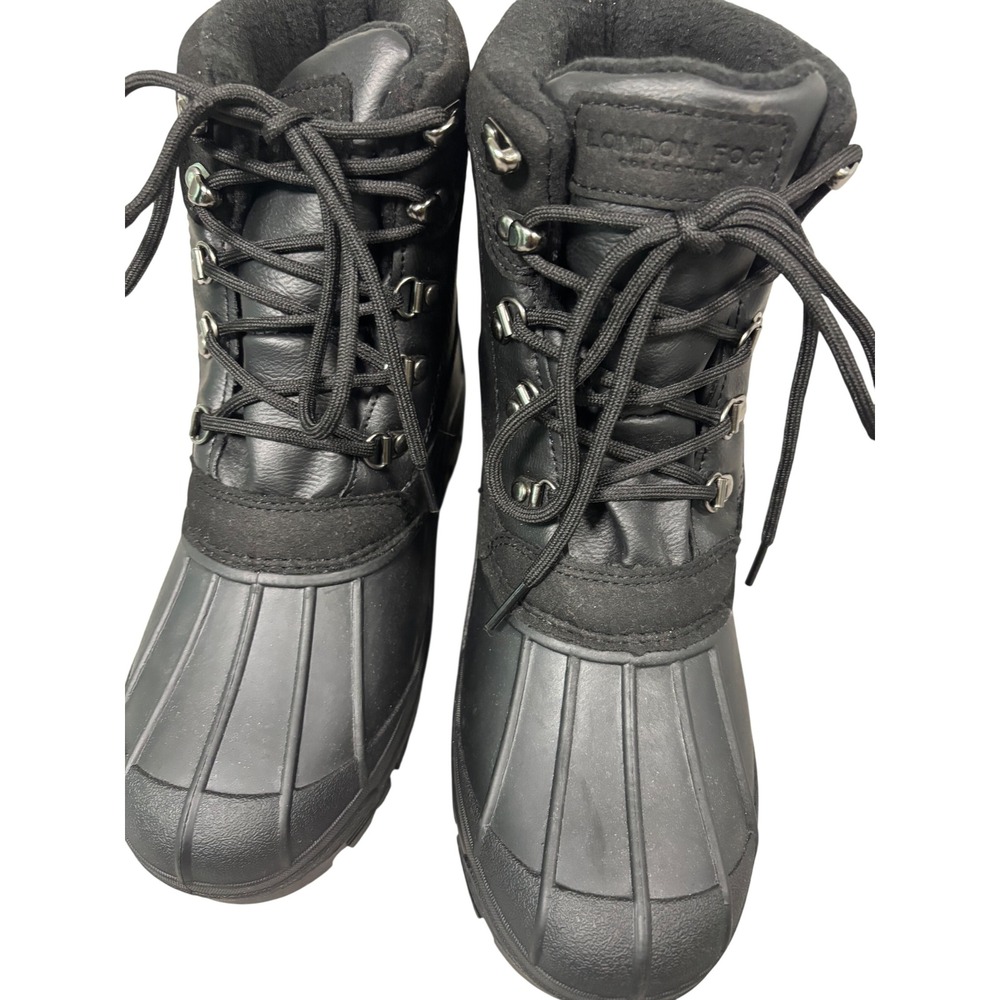 London Fog Jayson Mens Black Insulated Water Resistant Duck Boots BE0910 Size 7M